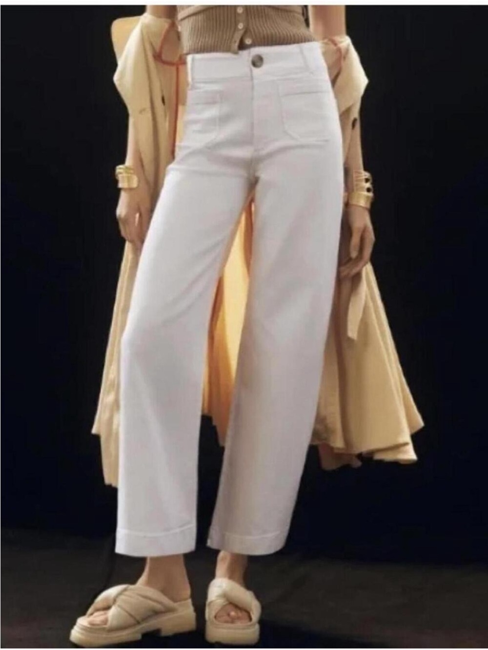 Anthropologie Pilcro The Skipper White Cropped Wide-Leg Jean Size 28